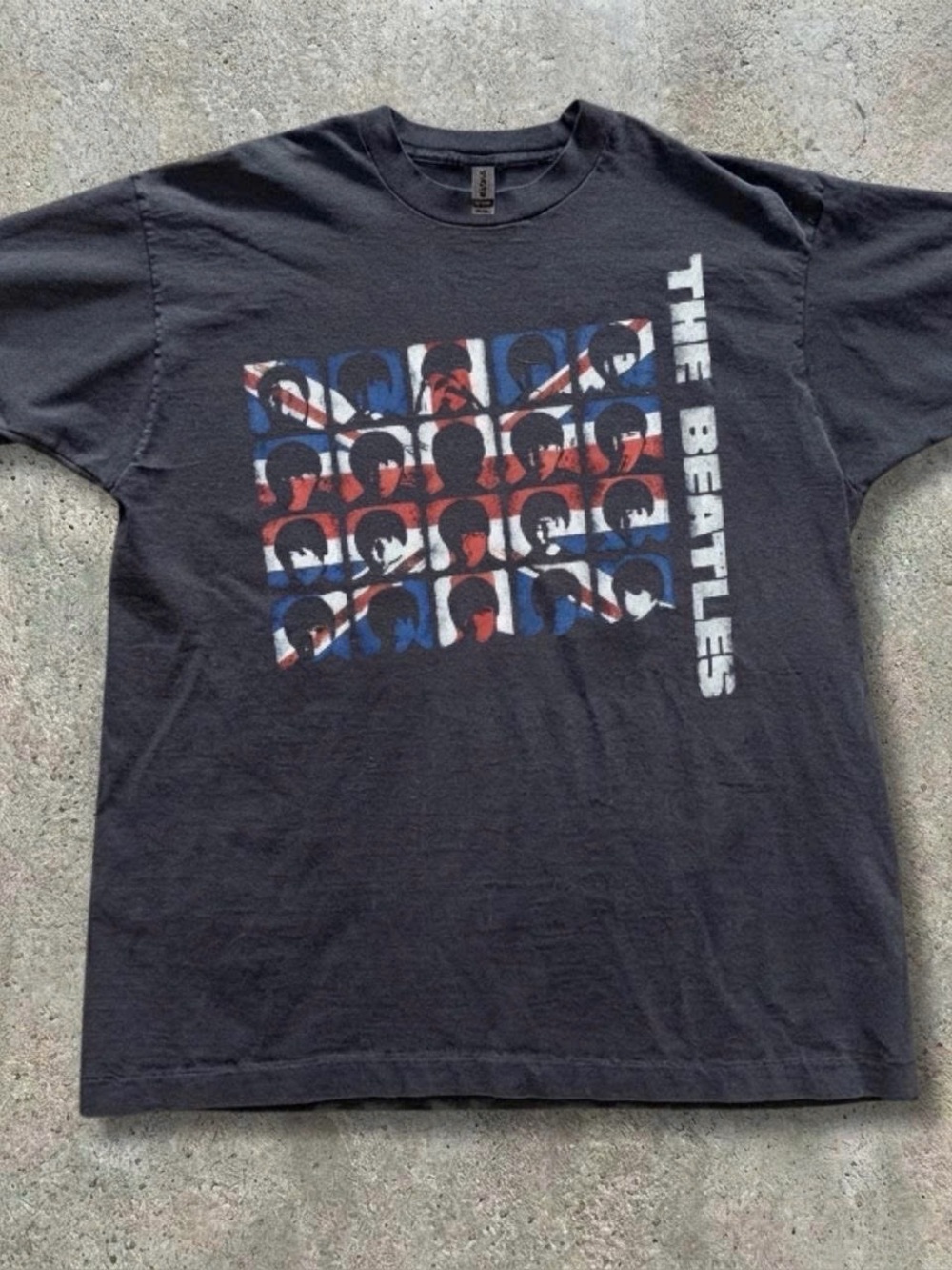 The Beatles Black Tee with Red & Blue Graphic